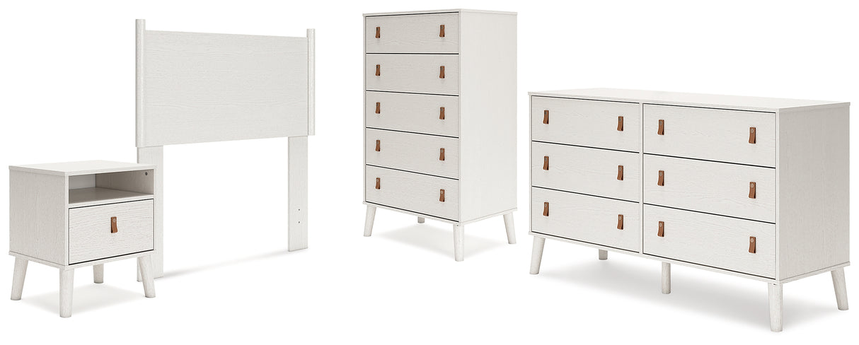 Aprilyn Twin Panel Headboard with Dresser, Chest and Nightstand in White from Ashley - Luna Furniture