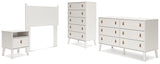 Aprilyn Twin Panel Headboard with Dresser, Chest and Nightstand in White from Ashley - Luna Furniture