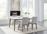 White/Brown Loyaska Dining Table and 4 Chairs - PKG019498