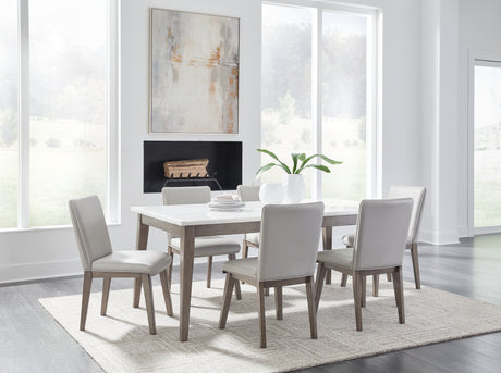 White/Brown Loyaska Dining Table and 6 Chairs - PKG019499