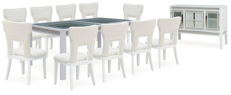 White Chalanna Dining Table and 10 Chairs with Storage - PKG019508