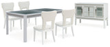 White Chalanna Dining Table and 4 Chairs with Storage - PKG019505