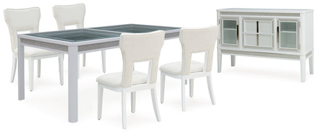 White Chalanna Dining Table and 4 Chairs with Storage - PKG019505