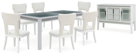 White Chalanna Dining Table and 6 Chairs with Storage - PKG019506