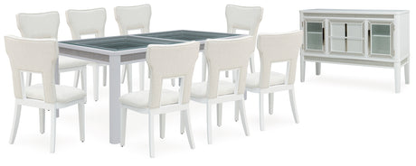 White Chalanna Dining Table and 8 Chairs with Storage - PKG019507