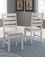 White/Light Brown Skempton Dining Table and 2 Chairs and Bench - PKG014914