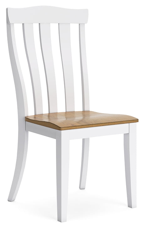 White/Natural Ashbryn Dining Table and 2 Chairs and Bench - PKG016742