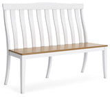 White/Natural Ashbryn Dining Table and 2 Chairs and Bench - PKG016742