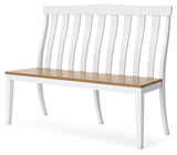 White/Natural Ashbryn Dining Table and 2 Chairs and Bench - PKG016742