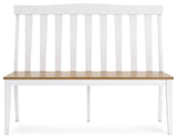 White/Natural Ashbryn Dining Table and 2 Chairs and Bench - PKG016742