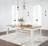 White/Natural Ashbryn Dining Table and 2 Chairs and Bench - PKG016742