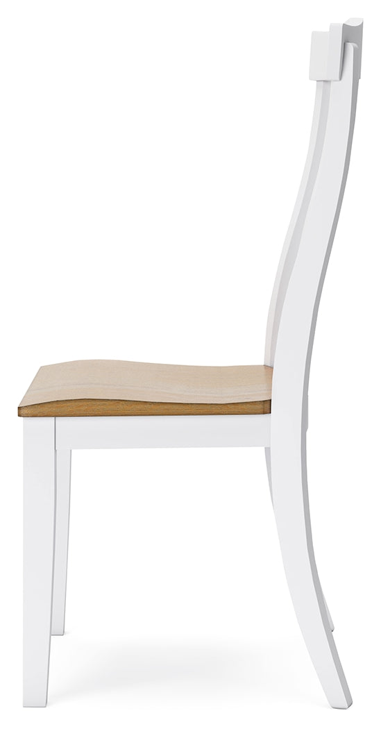 White/Natural Ashbryn Dining Table and 2 Chairs and Bench - PKG016742