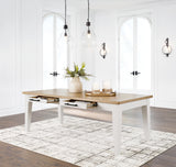 White/Natural Ashbryn Dining Table and 4 Chairs - PKG016739