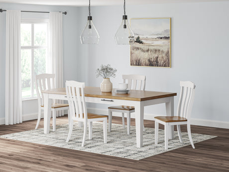 White/Natural Ashbryn Dining Table and 4 Chairs - PKG016739