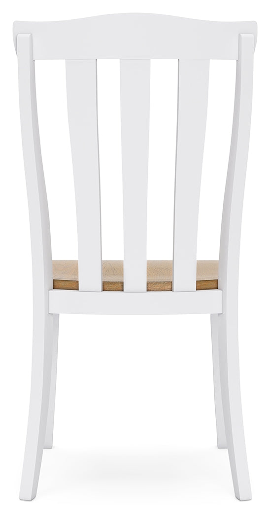 White/Natural Ashbryn Dining Table and 4 Chairs - PKG016739