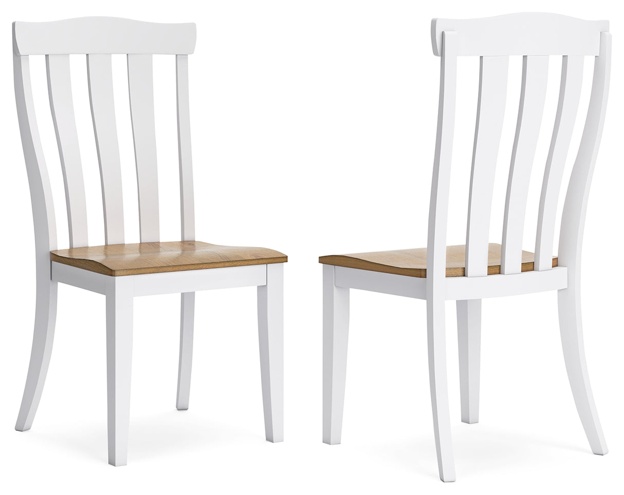 White/Natural Ashbryn Dining Table and 4 Chairs - PKG016739