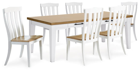 White/Natural Ashbryn Dining Table and 6 Chairs - PKG016740