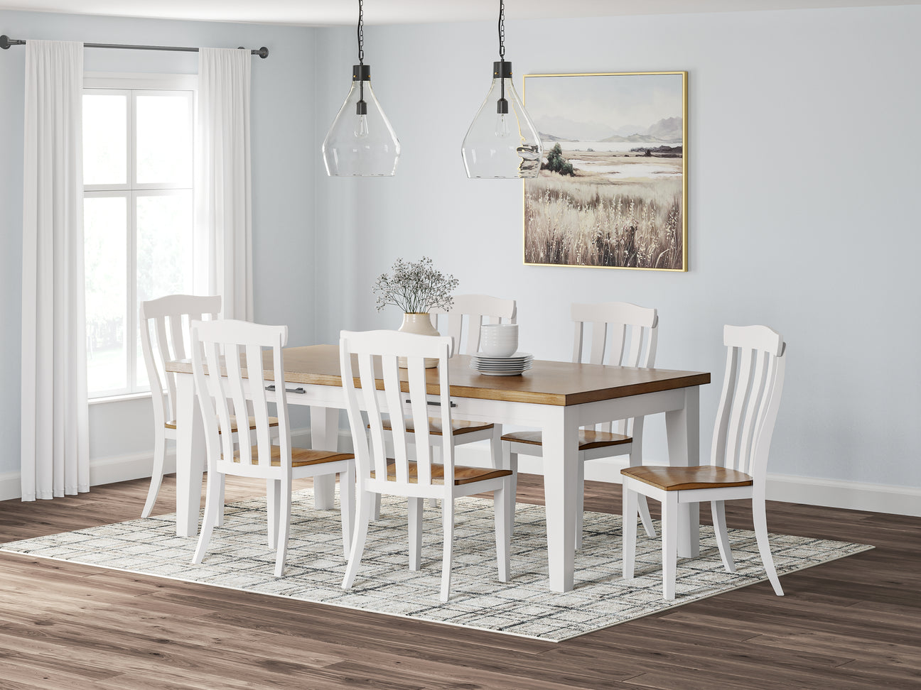 Ashbryn Dining Table and 6 Chairs in White/Natural from Ashley - Luna Furniture