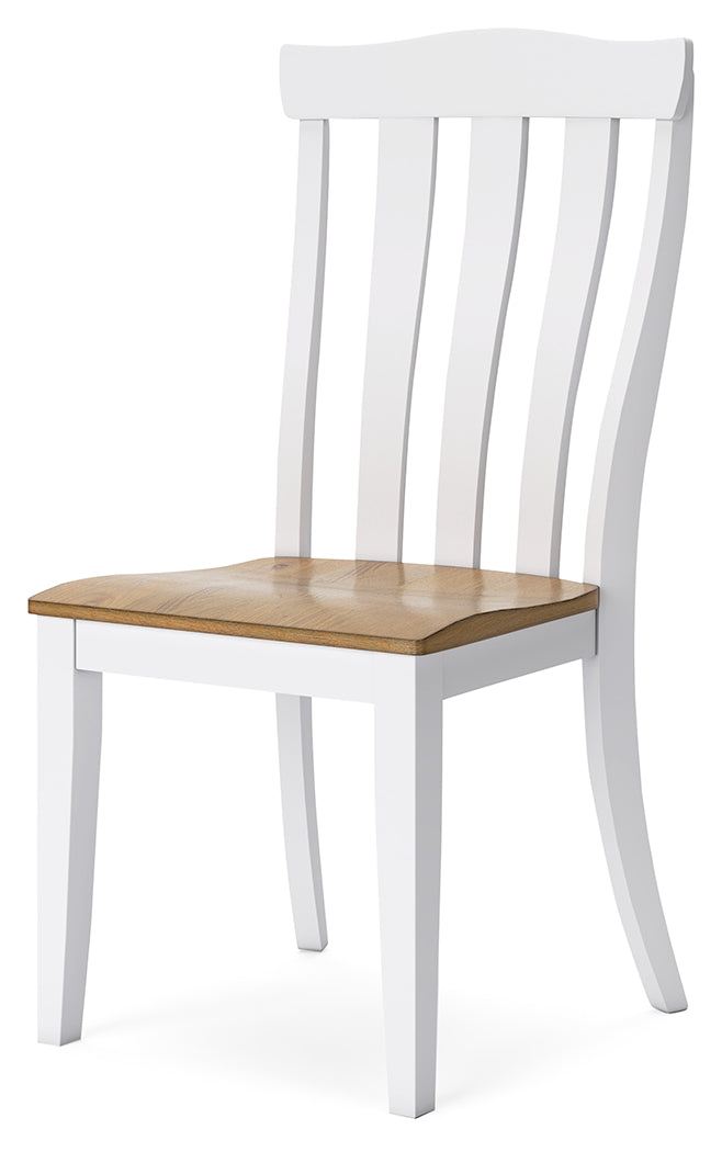 White/Natural Ashbryn Dining Table and 6 Chairs - PKG016740