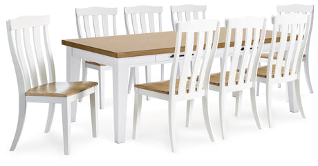 White/Natural Ashbryn Dining Table and 8 Chairs - PKG016741