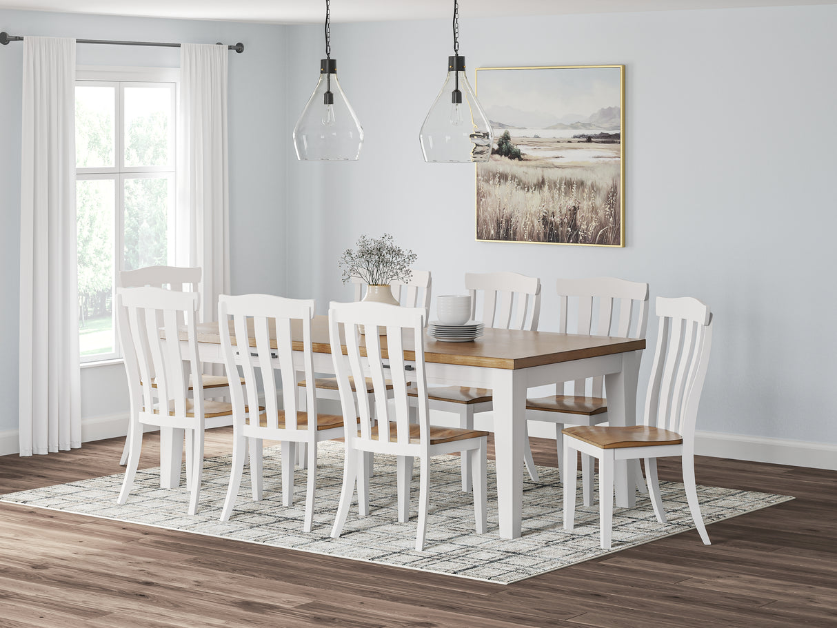 Ashbryn Dining Table and 8 Chairs in White/Natural from Ashley - Luna Furniture