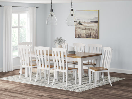 White/Natural Ashbryn Dining Table and 8 Chairs - PKG016741