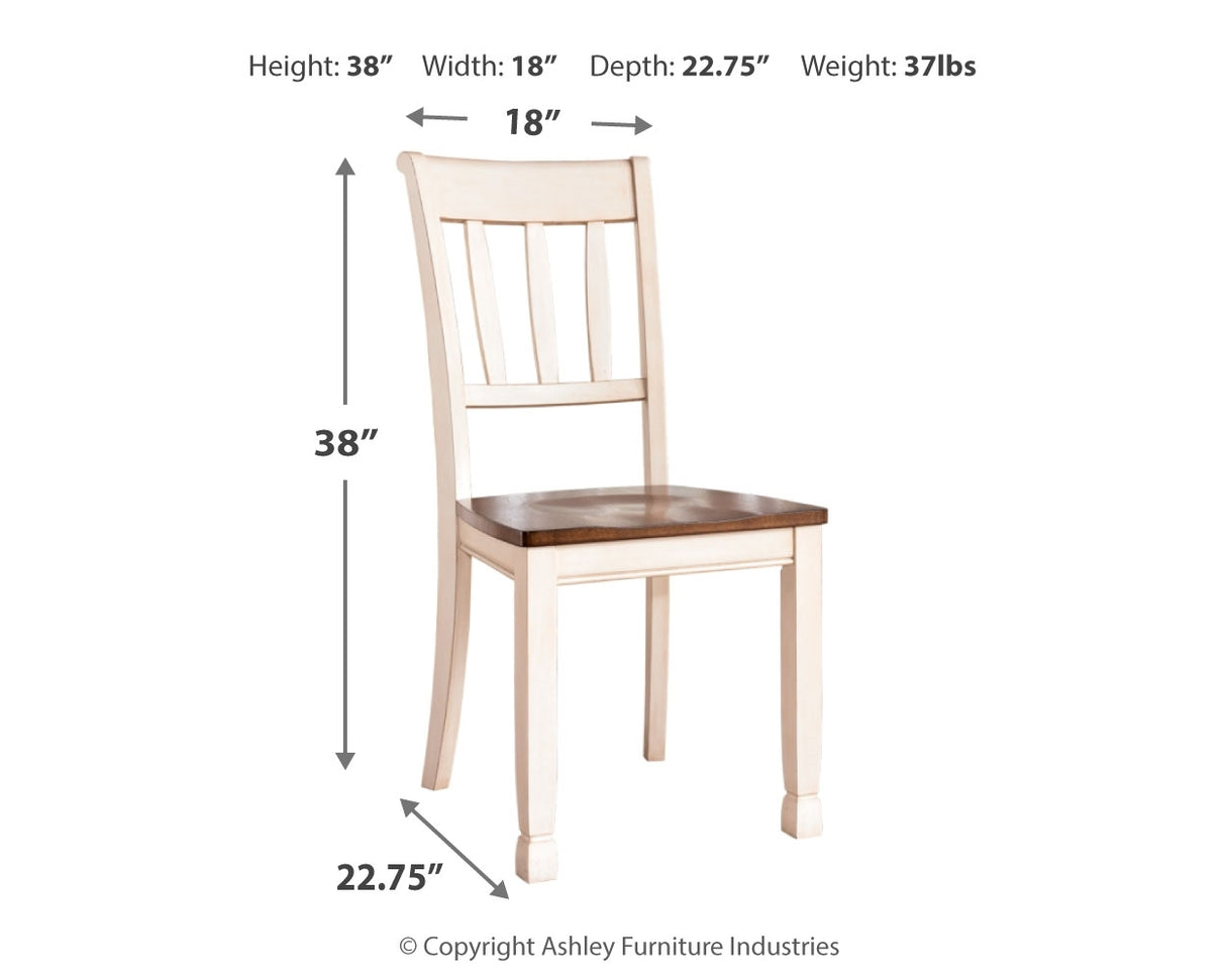 Whitesburg Dining Table and 4 Chairs in Brown/Cottage White - PKG002051