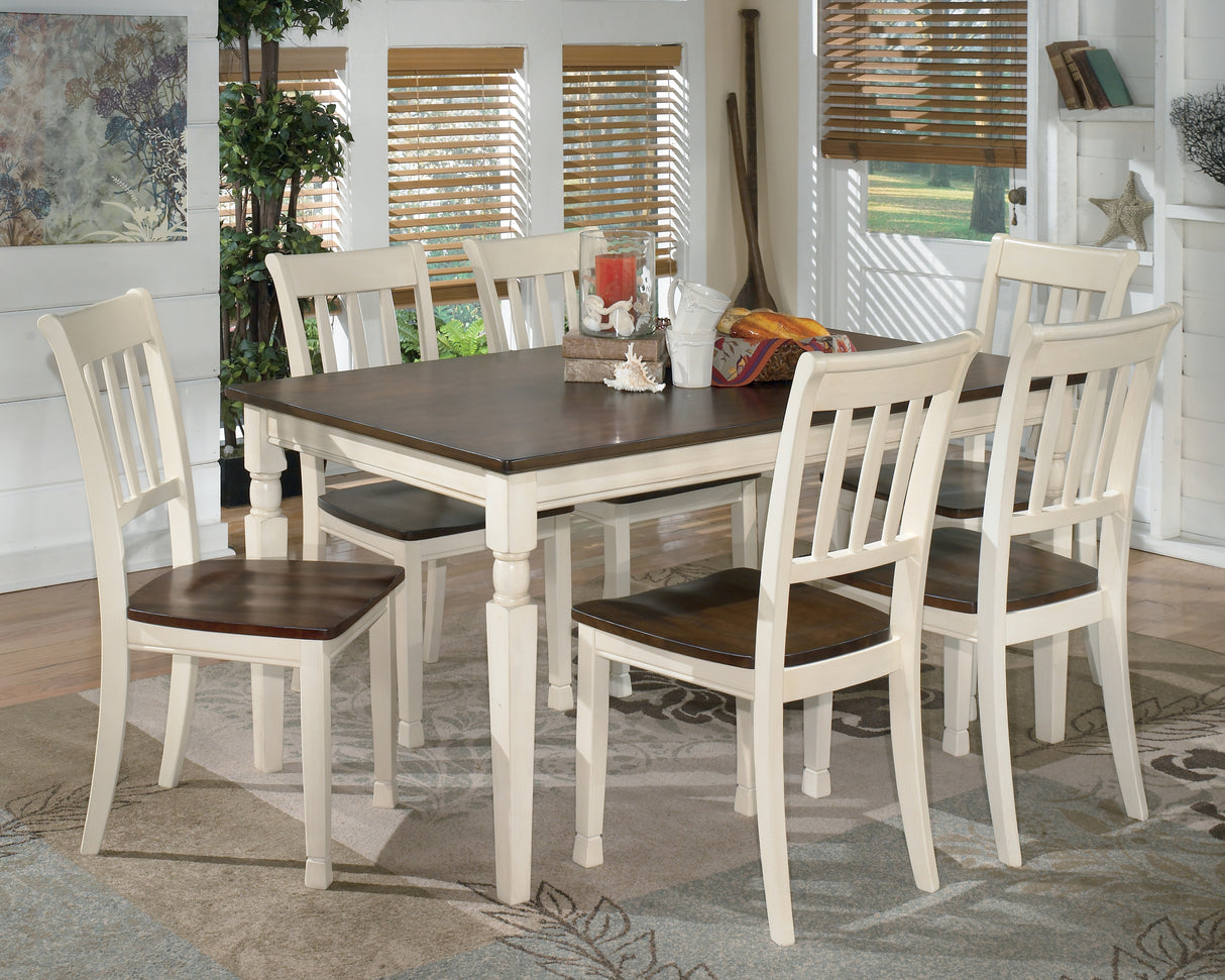 Whitesburg Dining Table and 6 Chairs in Brown/Cottage White - PKG002052