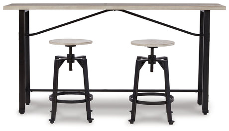 Whitewash/Black Karisslyn Counter Height Dining Table and 2 Barstools - PKG012088