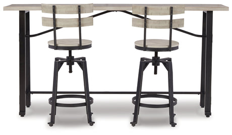 Whitewash/Black Karisslyn Counter Height Dining Table and 2 Barstools - PKG012089