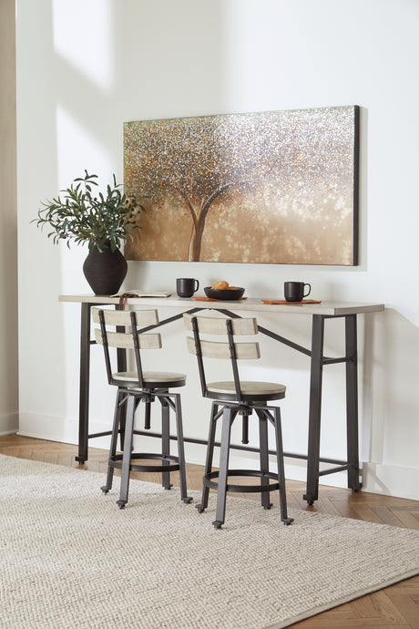 Whitewash/Black Karisslyn Counter Height Dining Table and 2 Barstools - PKG012089