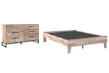 Whitewash Neilsville Full Platform Bed with Dresser - PKG009204