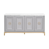 Azure Carrera Media Sideboard in White Carrera Marble, Dove Gray, Brushed Gold - 6087.DGR-BGLD/WHT