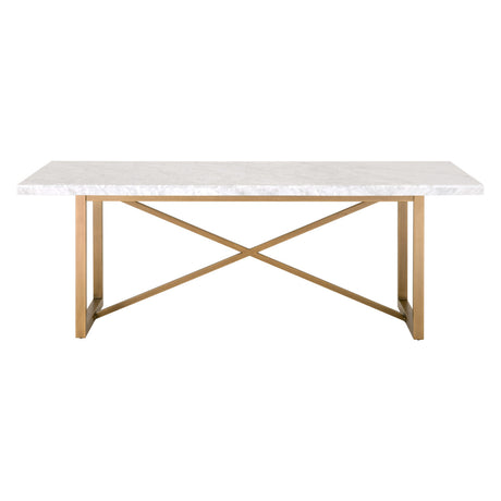 Carrera Dining Table in White Carrera Marble, Brushed Gold - 6098.BGLD/WHT
