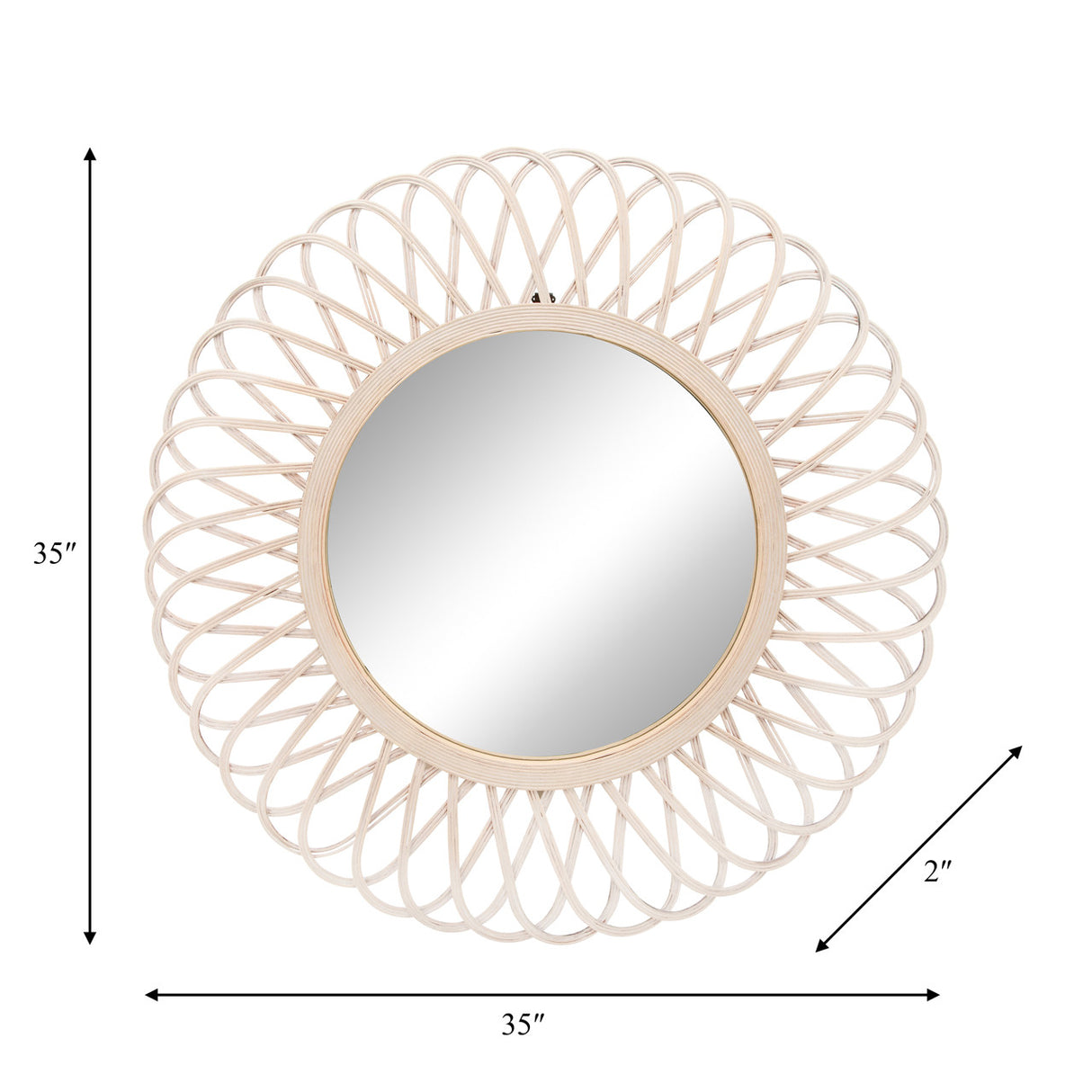 Wicker 35" Daisy Mirror, Natural - 16027