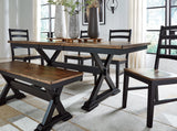 Wildenauer Dining Table and 4 Chairs and Bench in Brown/Black from Ashley - Luna Furniture