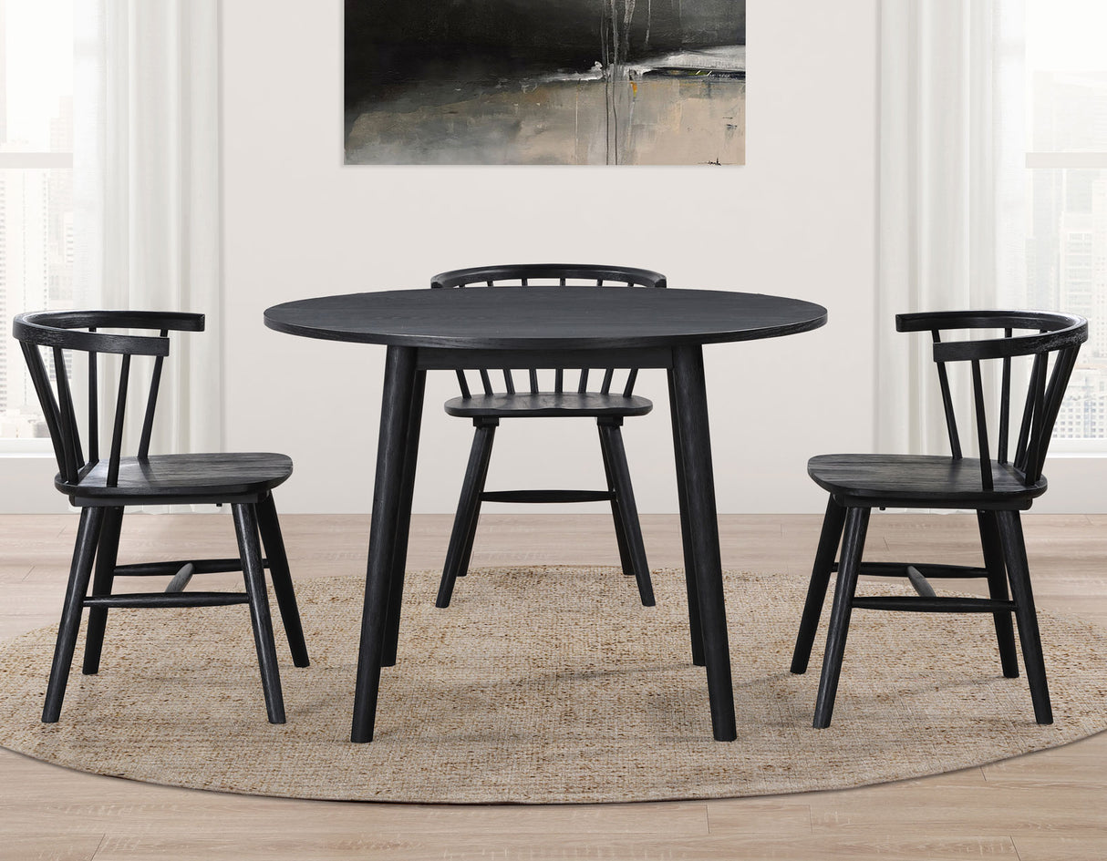 Willow 5 Piece  42-inch Round Dining Set, Black - SET | WIL500KT | WIL500KS(4)