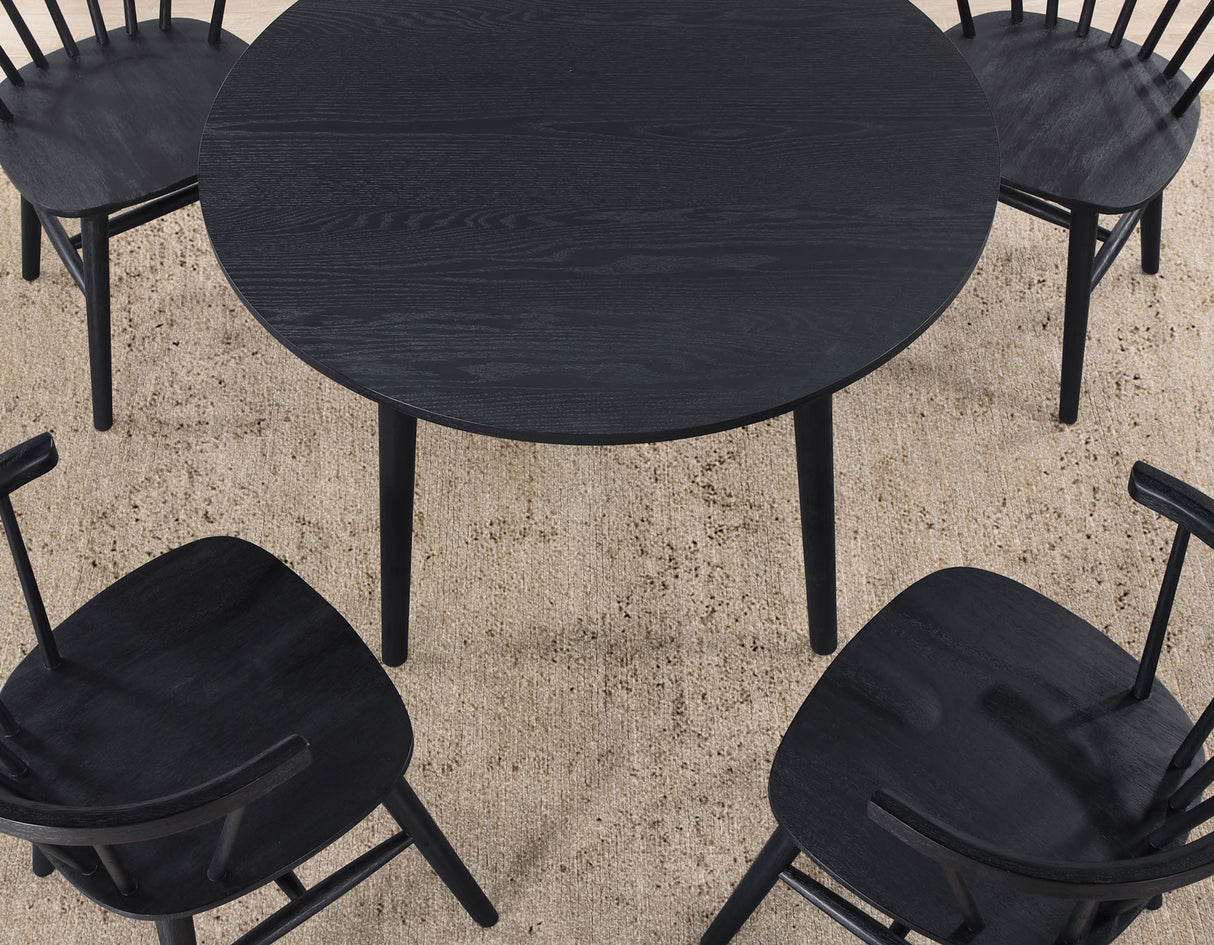 Willow 5 Piece  42-inch Round Dining Set, Black - SET | WIL500KT | WIL500KS(4)