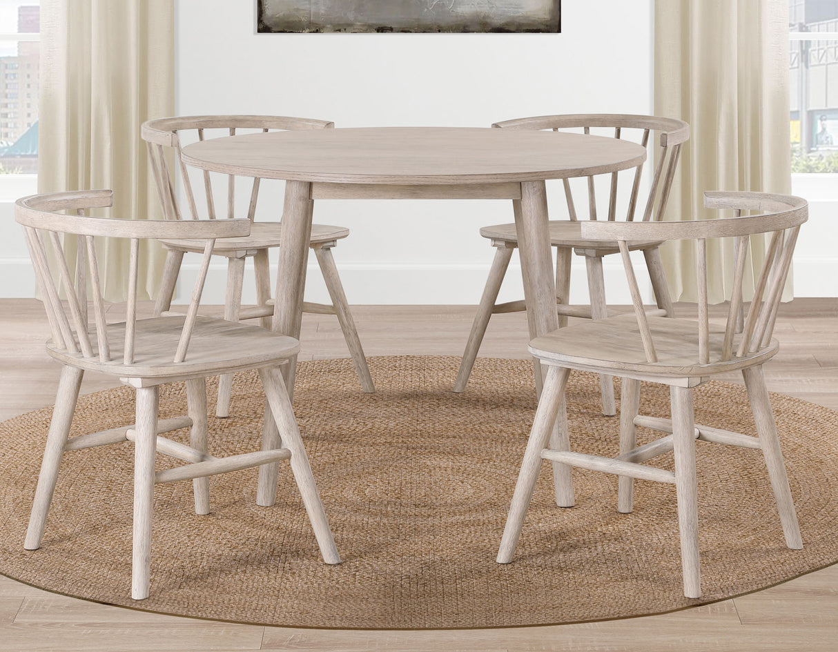 Willow 5 Piece  42-inch Round Dining Set, Tan - SET | WIL500T | WIL500S(4)