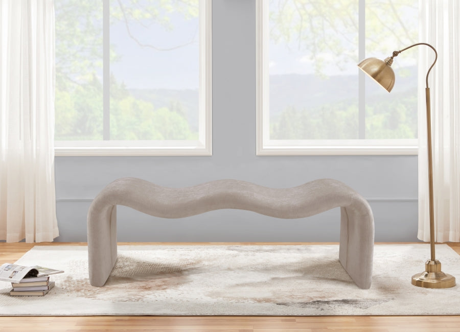 Willow Chenille Fabric Bench in Beige from Meridian - Luna Furniture