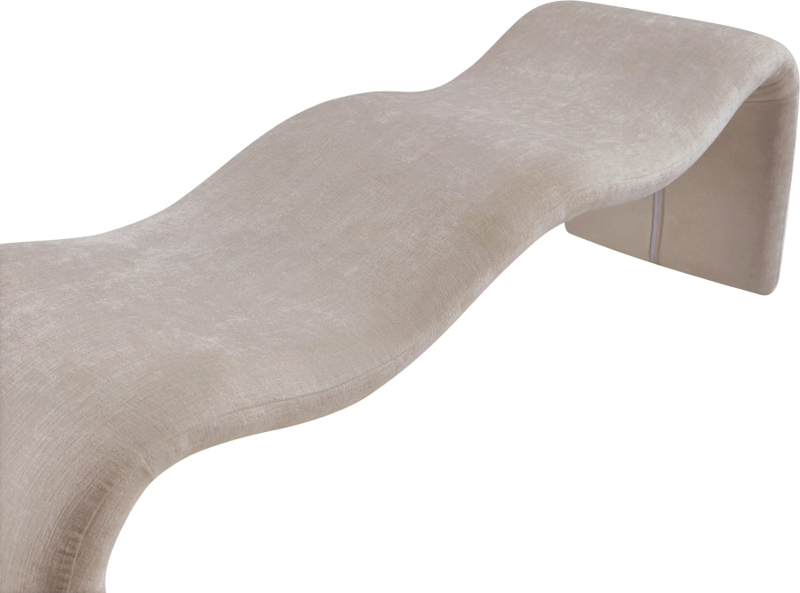 Willow Chenille Fabric Bench in Beige from Meridian - Luna Furniture