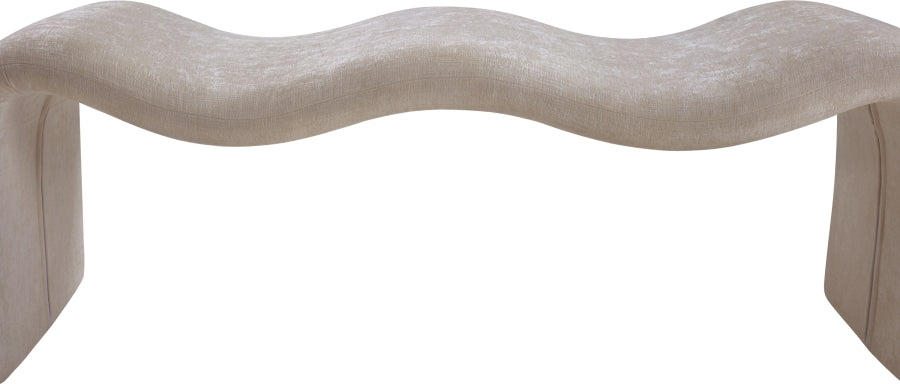 Willow Chenille Fabric Bench in Beige from Meridian - Luna Furniture