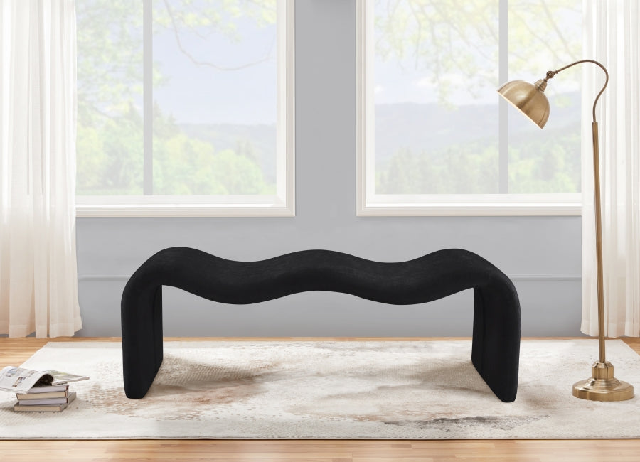 Willow Chenille Fabric Bench in Black from Meridian - Luna Furniture