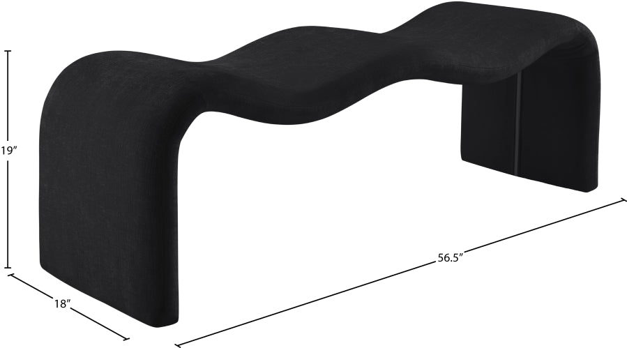 Willow Chenille Fabric Bench in Black from Meridian - Luna Furniture