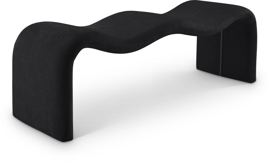 Willow Chenille Fabric Bench in Black from Meridian - Luna Furniture