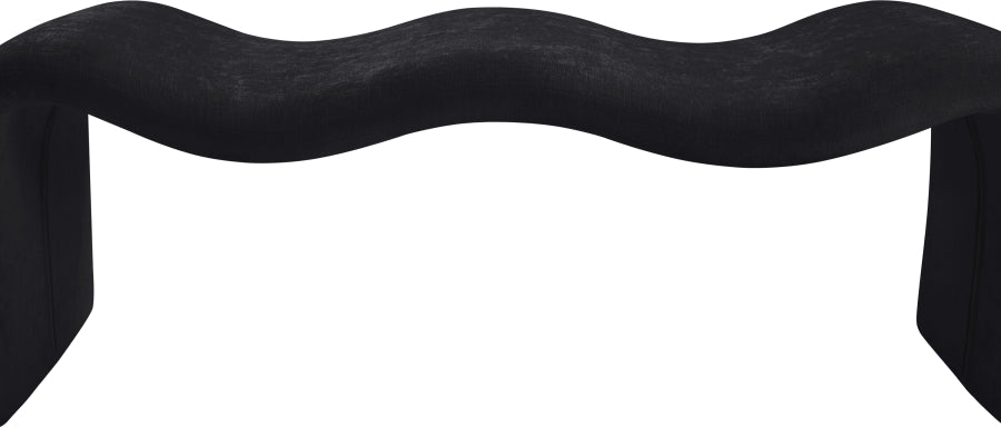 Willow Chenille Fabric Bench in Black from Meridian - Luna Furniture