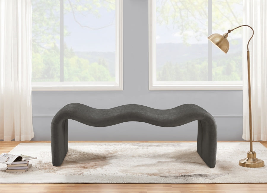 Willow Chenille Fabric Bench in Grey from Meridian - Luna Furniture