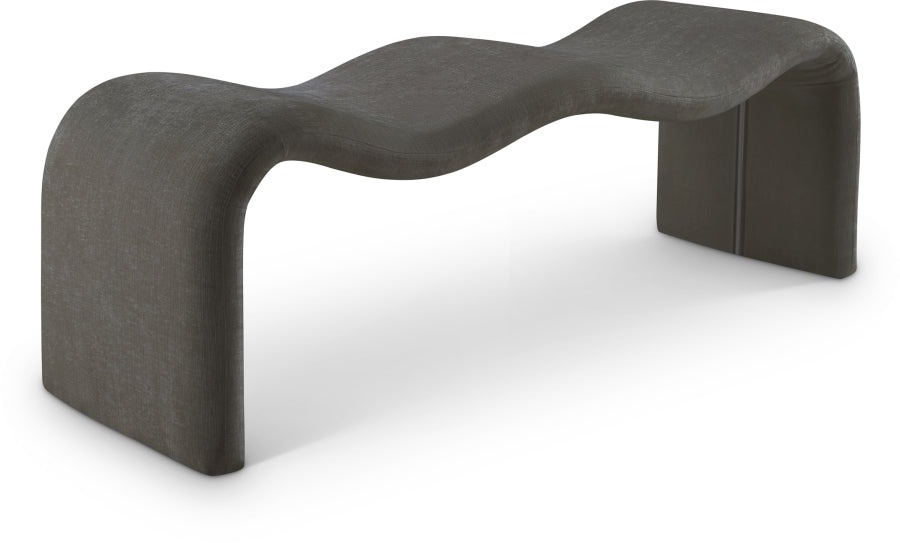 Willow Chenille Fabric Bench in Grey from Meridian - Luna Furniture