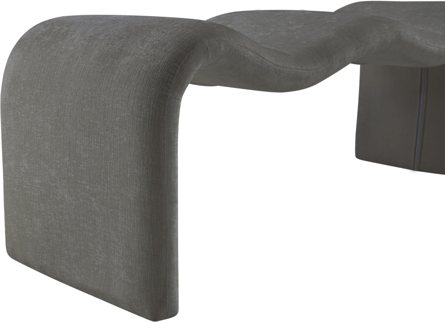 Willow Chenille Fabric Bench in Grey from Meridian - Luna Furniture