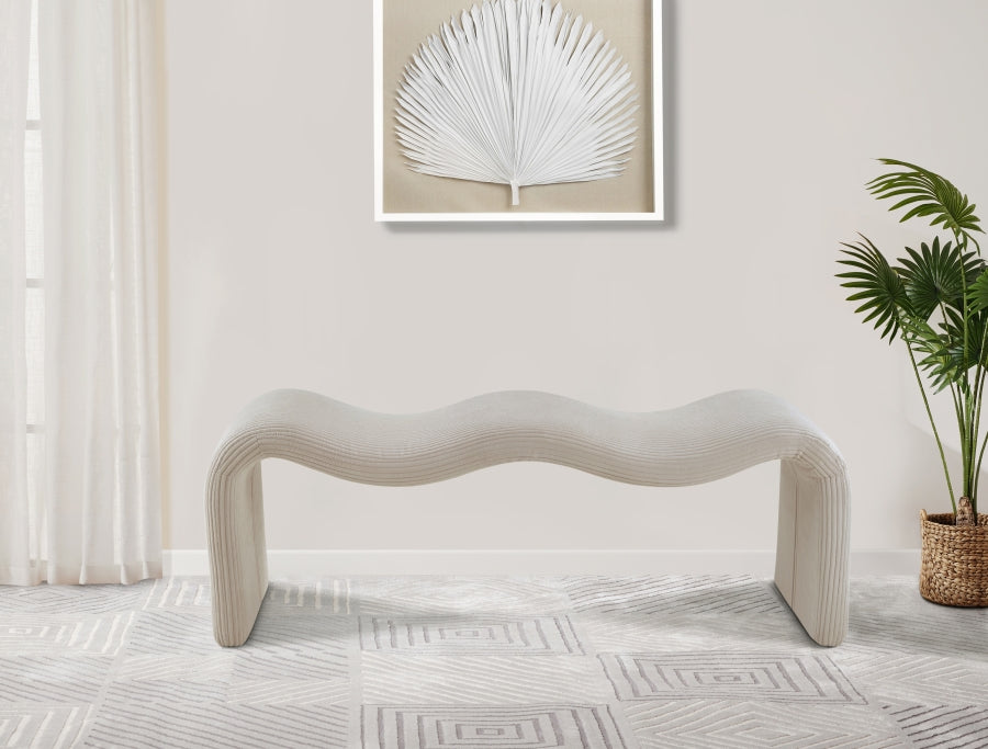 Willow Corduroy Fabric Bench in Beige from Meridian - Luna Furniture